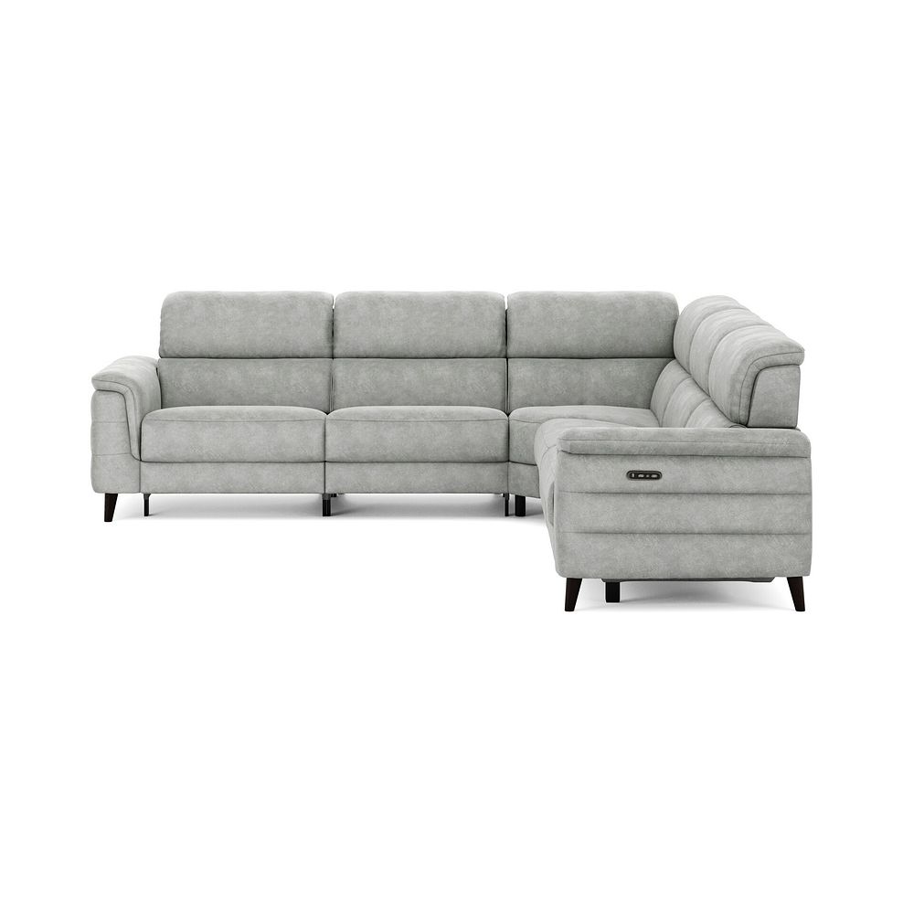 Cassius Large Corner Electric Recliner Sofa with Adjustable Power Headrests in Marble Silver Fabric 4