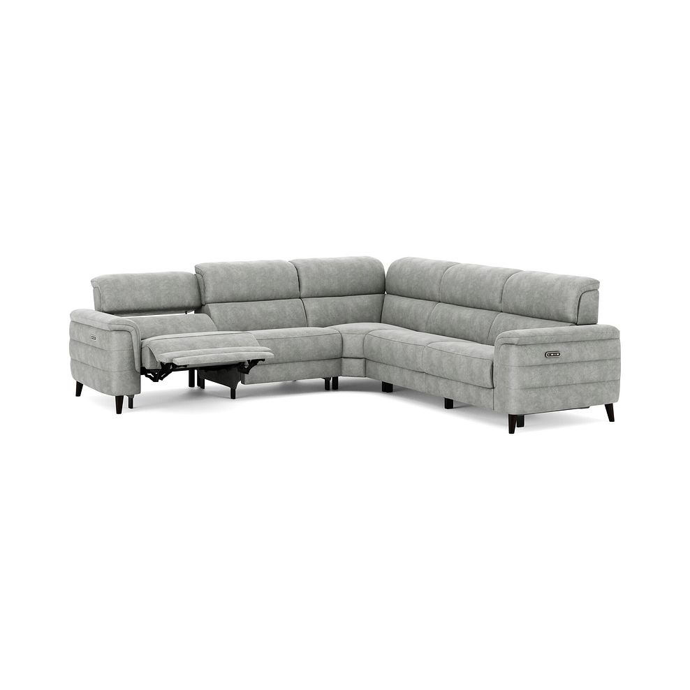 Cassius Large Corner Electric Recliner Sofa with Adjustable Power Headrests in Marble Silver Fabric 3