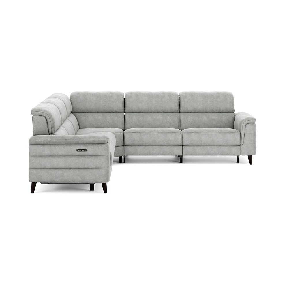 Cassius Large Corner Electric Recliner Sofa with Adjustable Power Headrests in Marble Silver Fabric 5