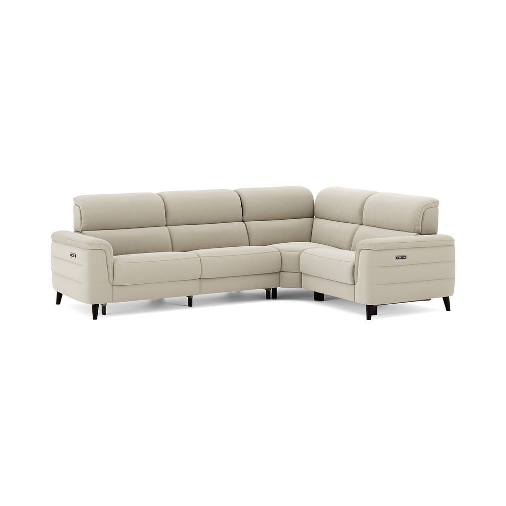 Cassius Left hand Corner Electric Recliner Sofa in Bella Barley White Fabric 2