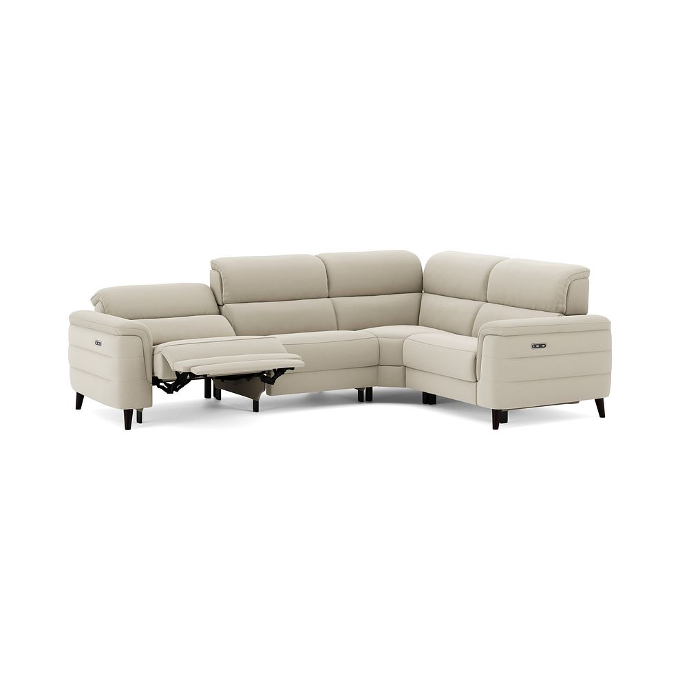 Cassius Left hand Corner Electric Recliner Sofa in Bella Barley White Fabric 3