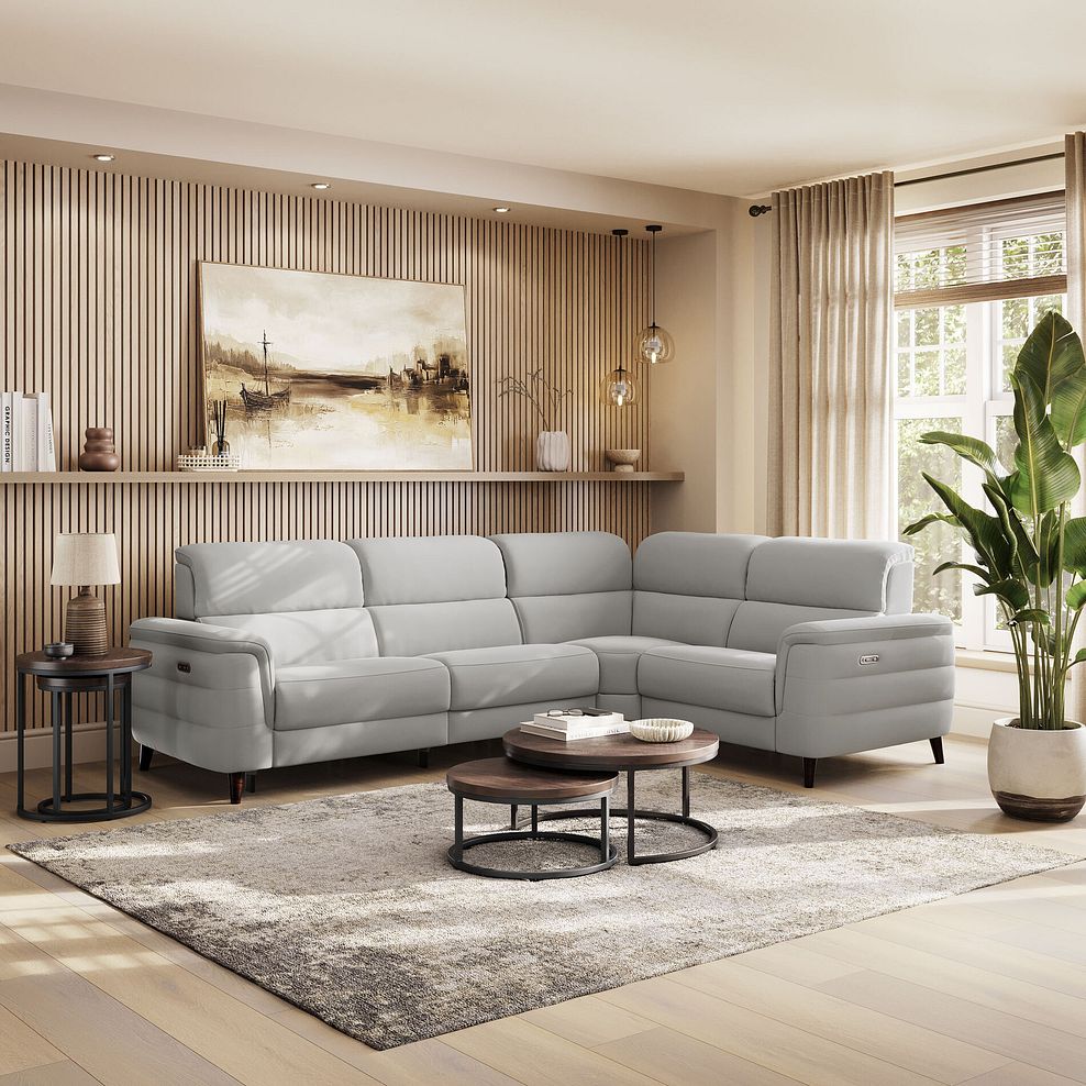 Cassius Left hand Corner Electric Recliner Sofa in Bella Lead Grey Fabric 1