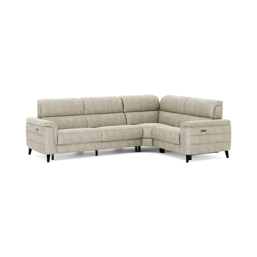 Cassius Left hand Corner Electric Recliner Sofa in Marble Cream Fabric 2