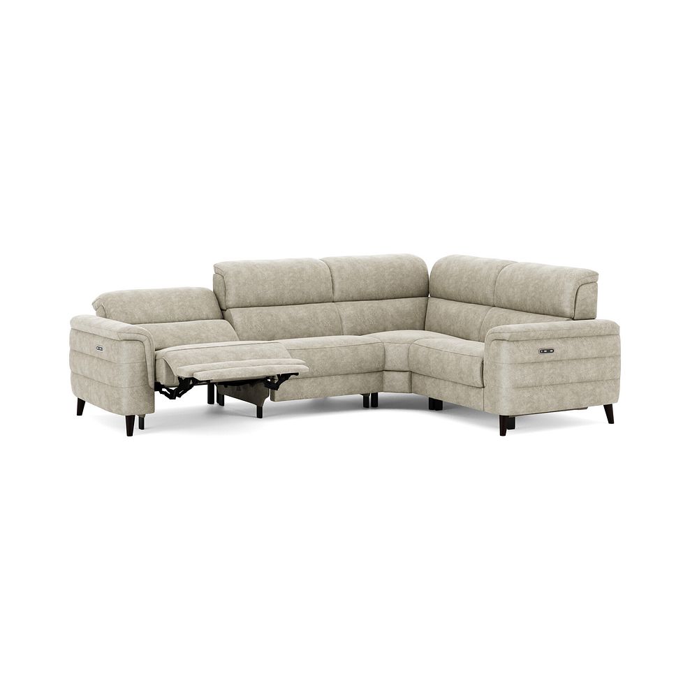 Cassius Left hand Corner Electric Recliner Sofa in Marble Cream Fabric 3