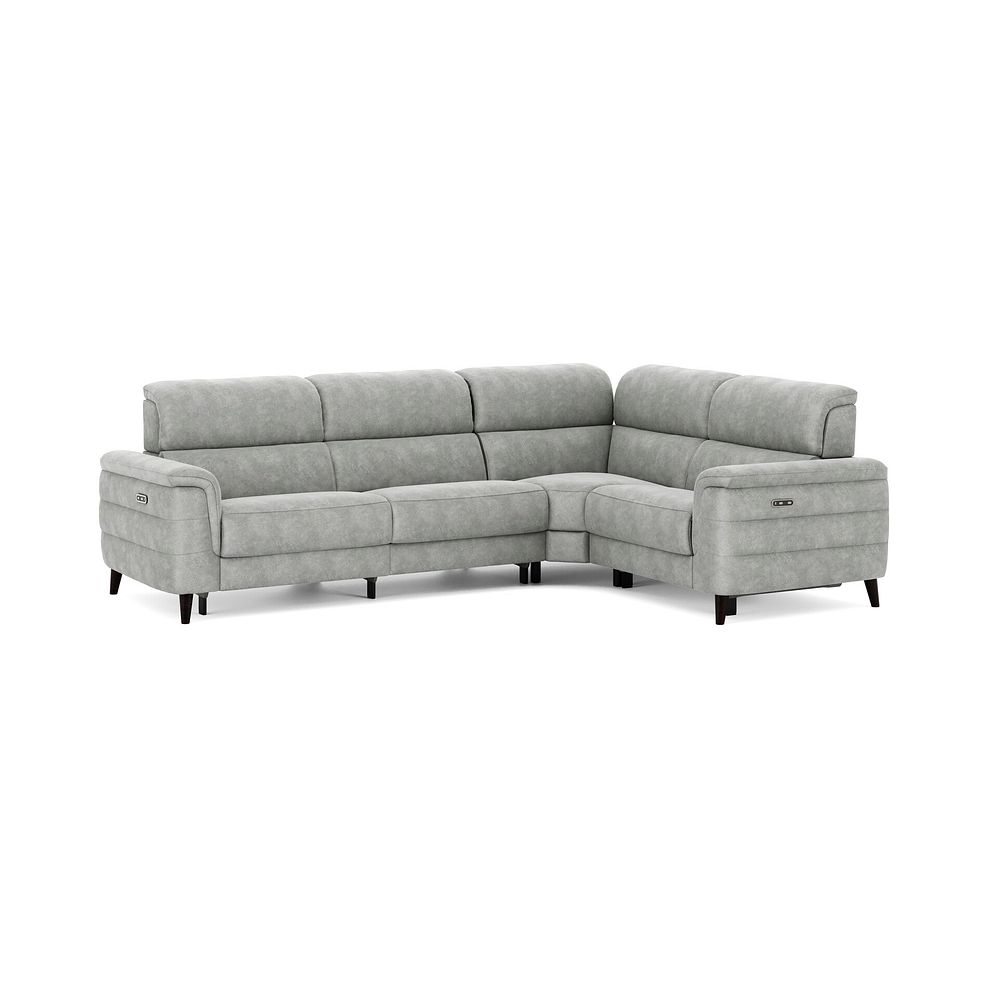 Cassius Left hand Corner Electric Recliner Sofa in Marble Silver Fabric 2