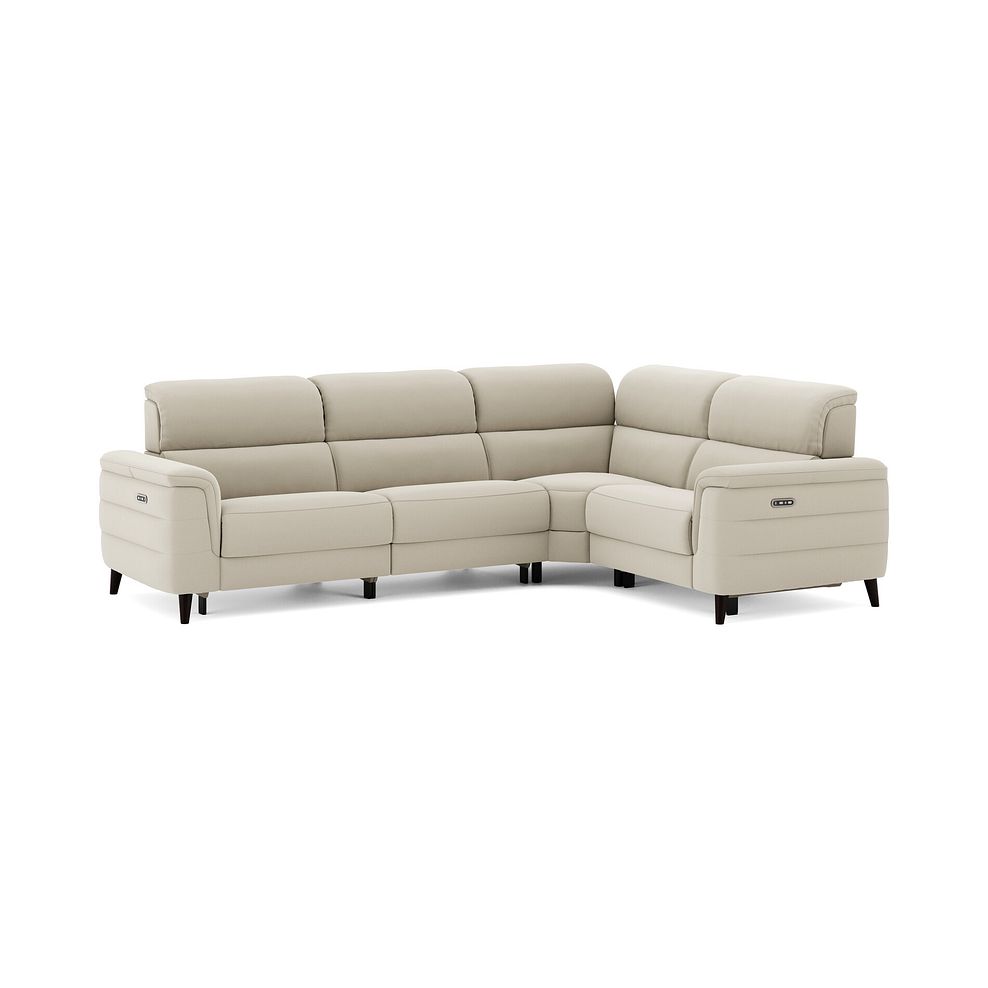 Cassius Left hand Corner Electric Recliner Sofa with Adjustable Power Headrests in Bella Barley White Fabric 2
