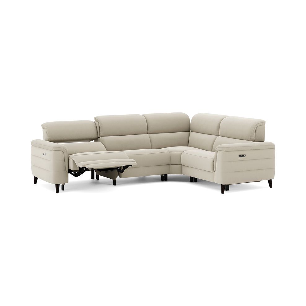 Cassius Left hand Corner Electric Recliner Sofa with Adjustable Power Headrests in Bella Barley White Fabric 3