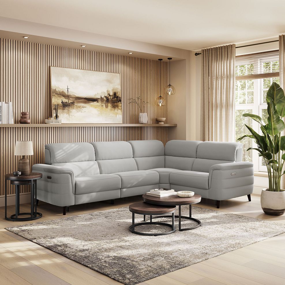 Cassius Left hand Corner Electric Recliner Sofa with Adjustable Power Headrests in Bella Lead Grey Fabric 7