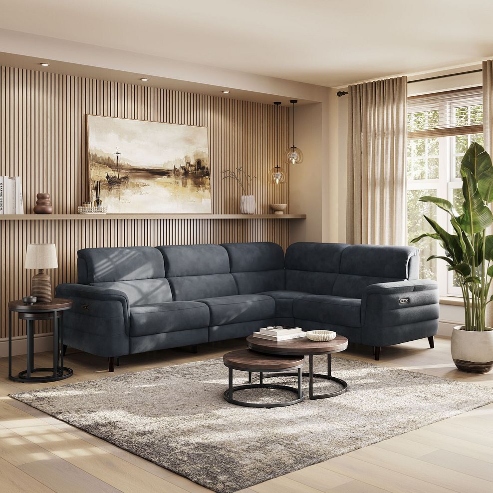 Cassius Left hand Corner Electric Recliner Sofa with Adjustable Power Headrests in Dexter Shadow Fabric 1