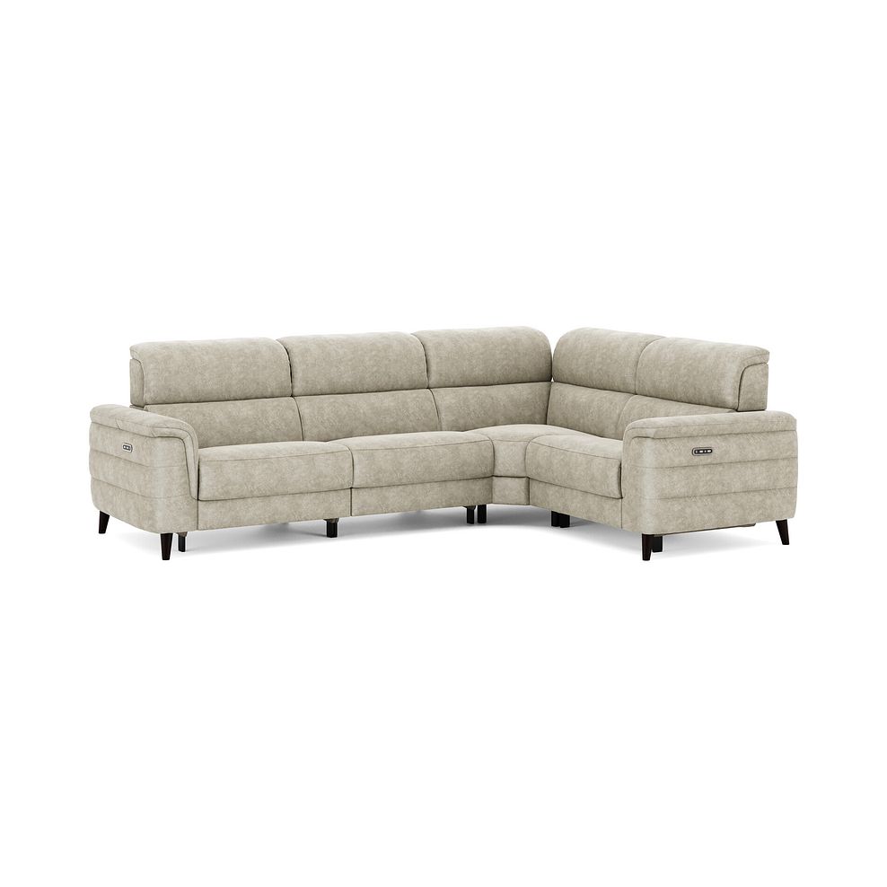 Cassius Left hand Corner Electric Recliner Sofa with Adjustable Power Headrests in Marble Cream Fabric 2
