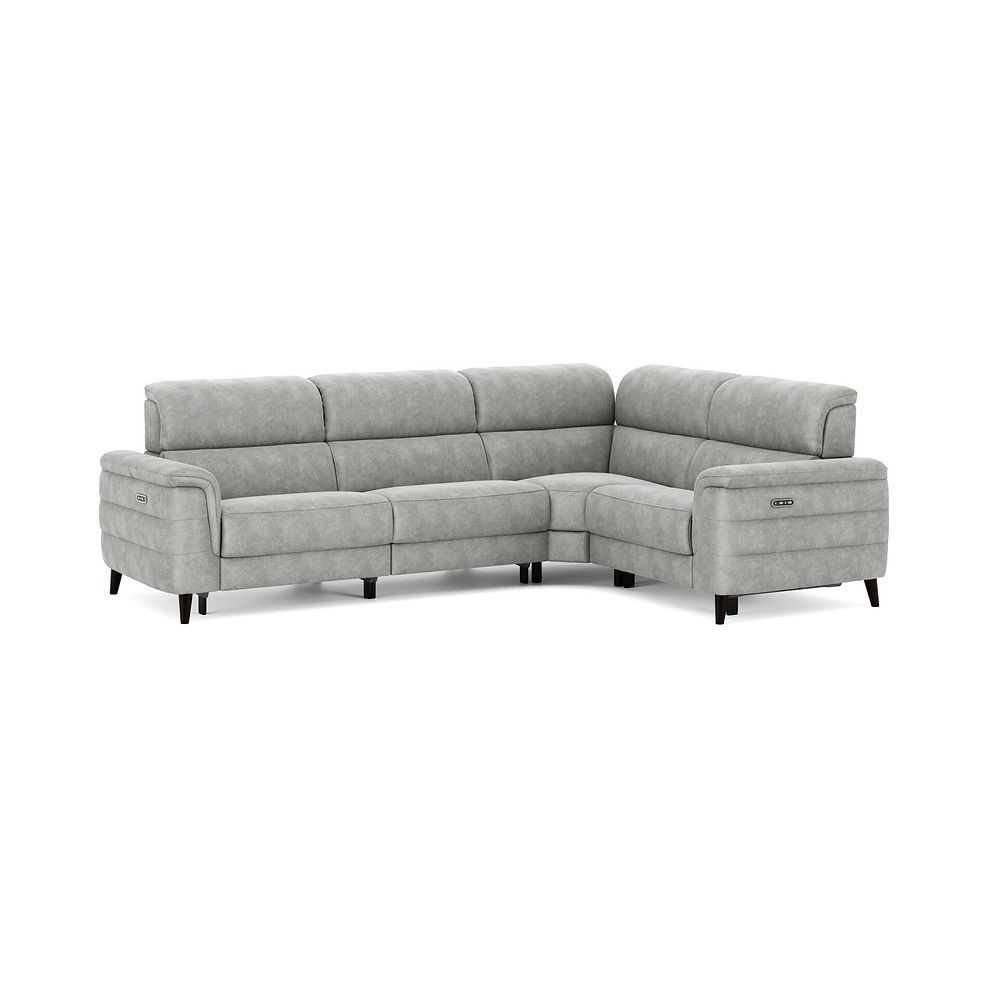 Cassius Left hand Corner Electric Recliner Sofa with Adjustable Power Headrests in Marble Silver Fabric 2