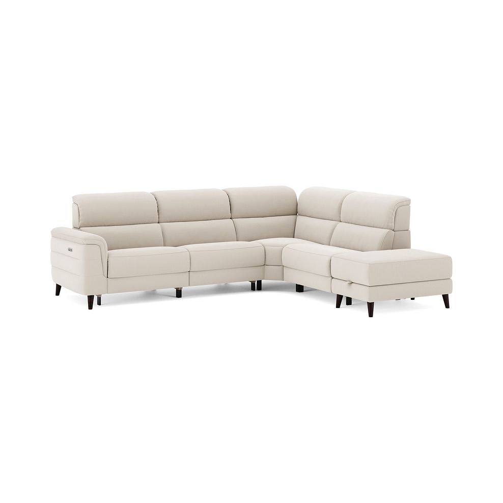 Cassius Left hand Corner Electric Recliner Sofa with Storage Chaise and Power Headrests in Bella Barley White Fabric 2