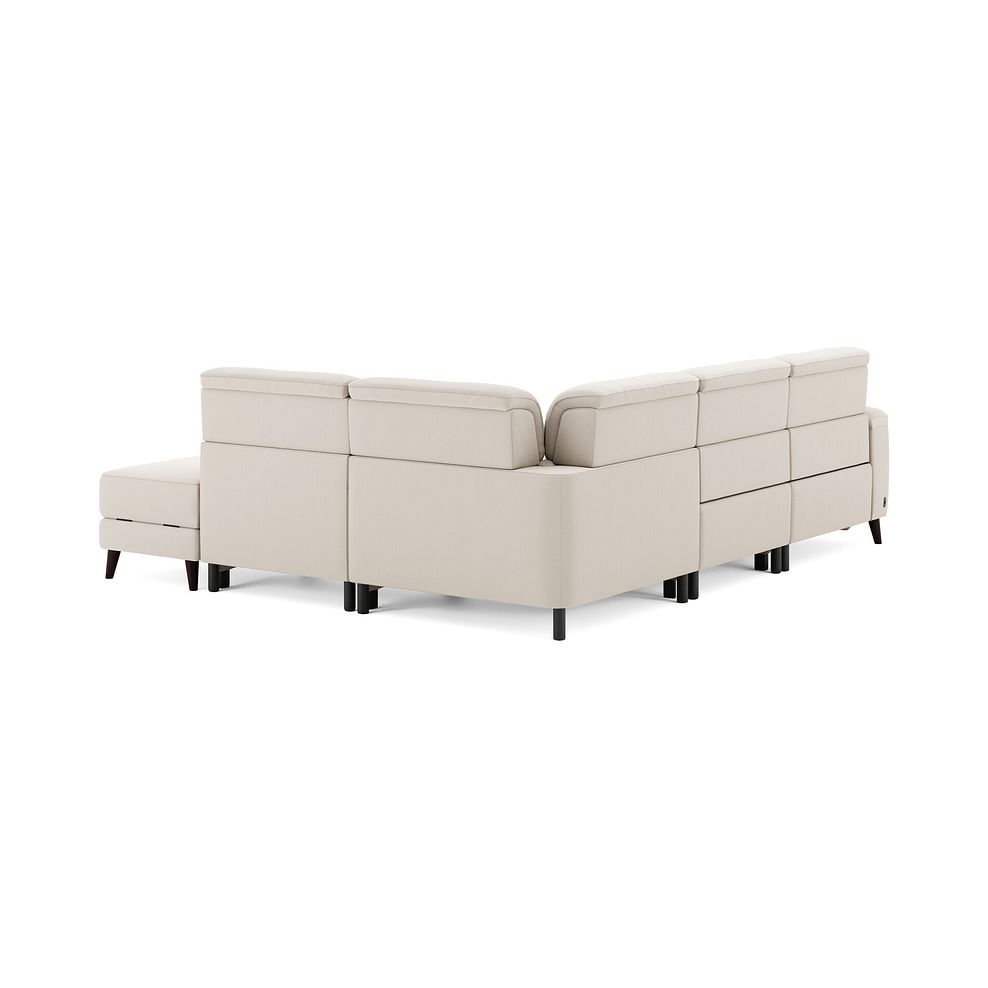 Cassius Left hand Corner Electric Recliner Sofa with Storage Chaise and Power Headrests in Bella Barley White Fabric 6