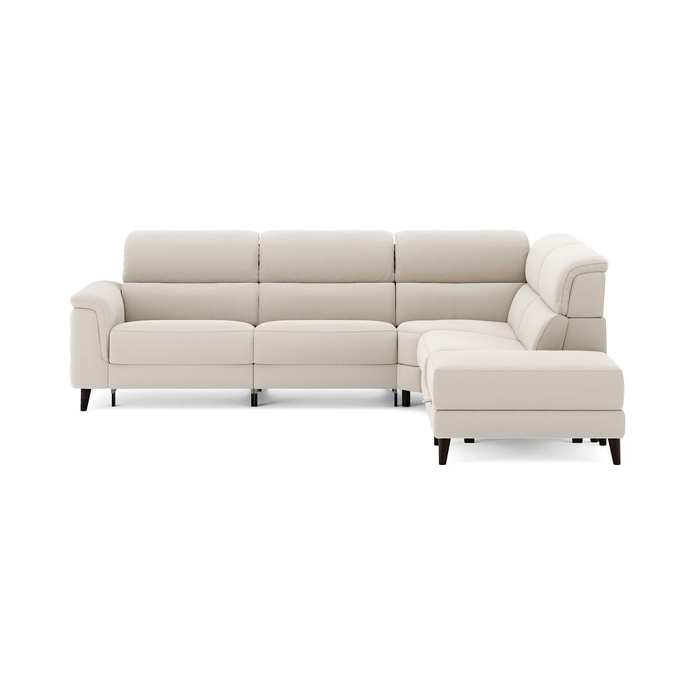 Cassius Left hand Corner Electric Recliner Sofa with Storage Chaise and Power Headrests in Bella Barley White Fabric 4