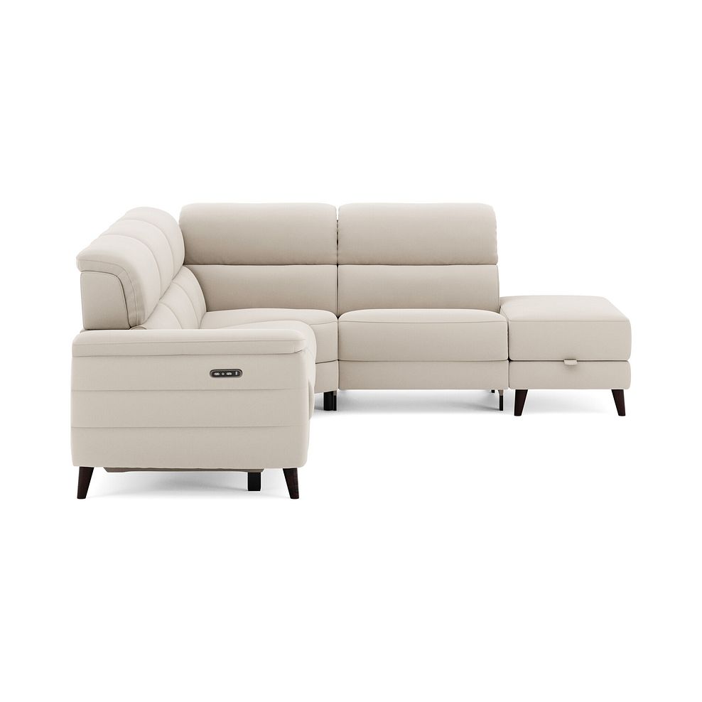 Cassius Left hand Corner Electric Recliner Sofa with Storage Chaise and Power Headrests in Bella Barley White Fabric 5