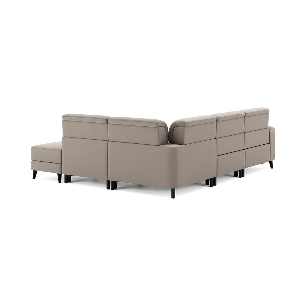 Cassius Left hand Corner Electric Recliner Sofa with Storage Chaise and Power Headrests in Bella Latte Fabric 6