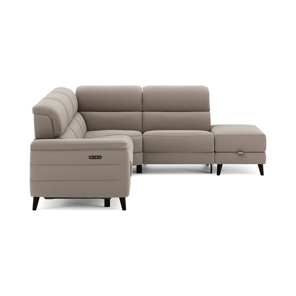 Cassius Left hand Corner Electric Recliner Sofa with Storage Chaise and Power Headrests in Bella Latte Fabric 5