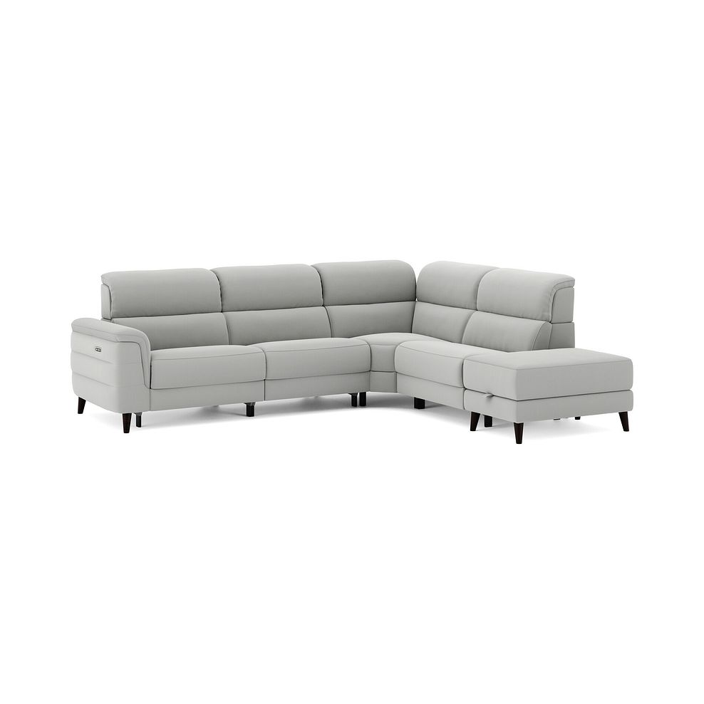 Cassius Left hand Corner Electric Recliner Sofa with Storage Chaise and Power Headrests in Bella Lead Grey Fabric 2