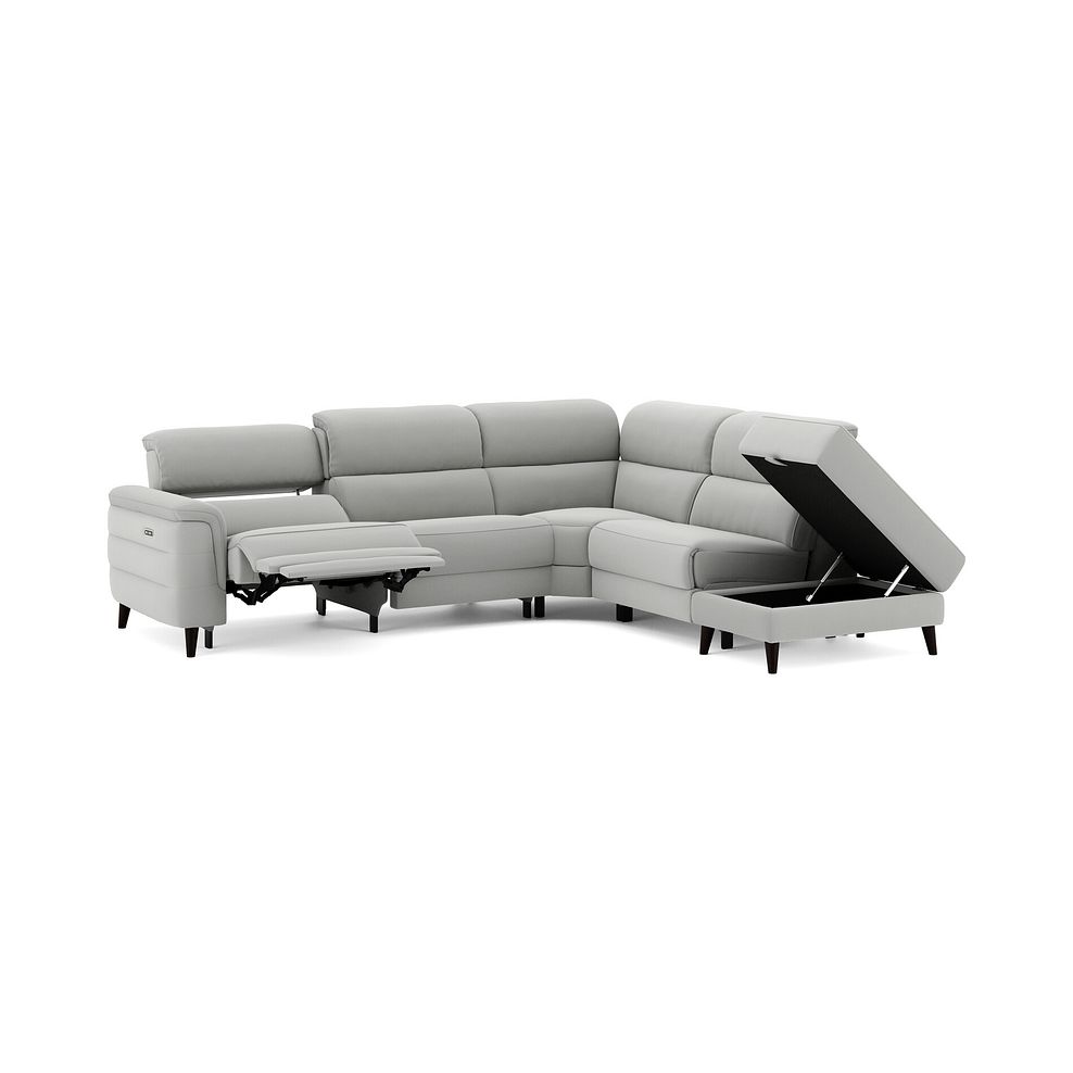 Cassius Left hand Corner Electric Recliner Sofa with Storage Chaise and Power Headrests in Bella Lead Grey Fabric 3