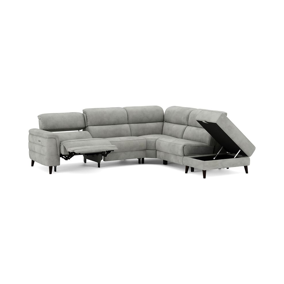 Cassius Left hand Corner Electric Recliner Sofa with Storage Chaise and Power Headrests in Dexter Stone Fabric 3