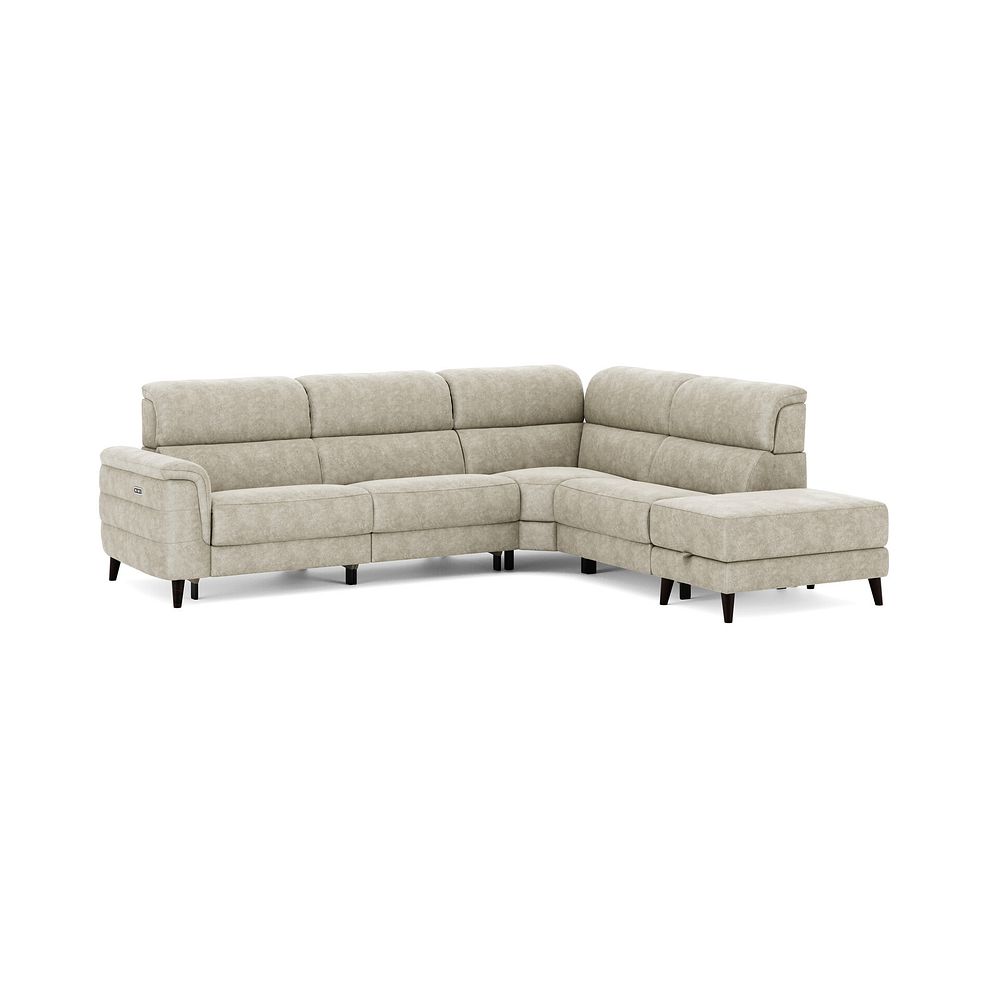 Cassius Left hand Corner Electric Recliner Sofa with Storage Chaise and Power Headrests in Marble Cream Fabric 2