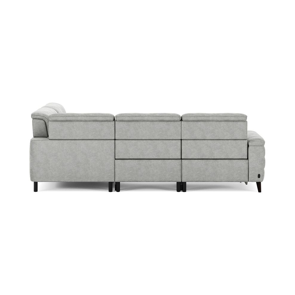 Cassius Left hand Corner Electric Recliner Sofa with Storage Chaise and Power Headrests in Marble Silver Fabric 7
