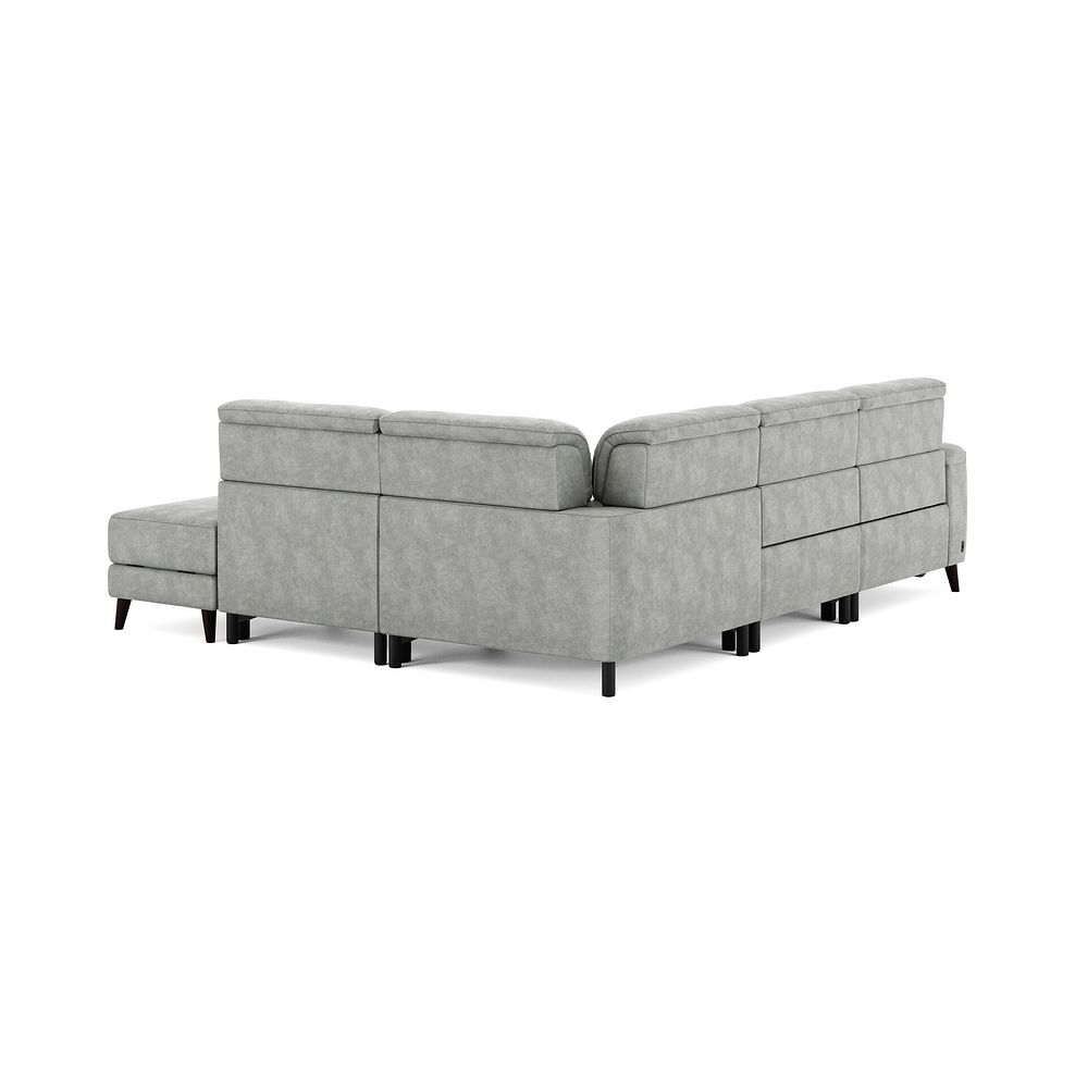 Cassius Left hand Corner Electric Recliner Sofa with Storage Chaise and Power Headrests in Marble Silver Fabric 6