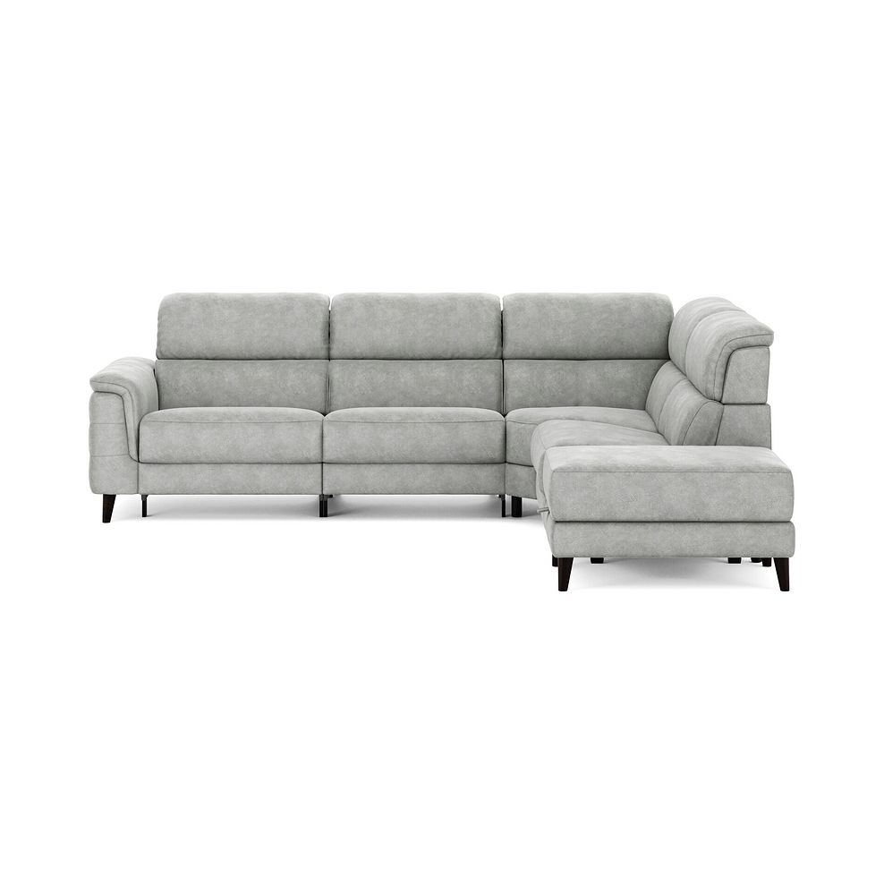 Cassius Left hand Corner Electric Recliner Sofa with Storage Chaise and Power Headrests in Marble Silver Fabric 4