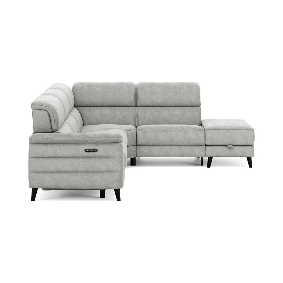 Cassius Left hand Corner Electric Recliner Sofa with Storage Chaise and Power Headrests in Marble Silver Fabric 5