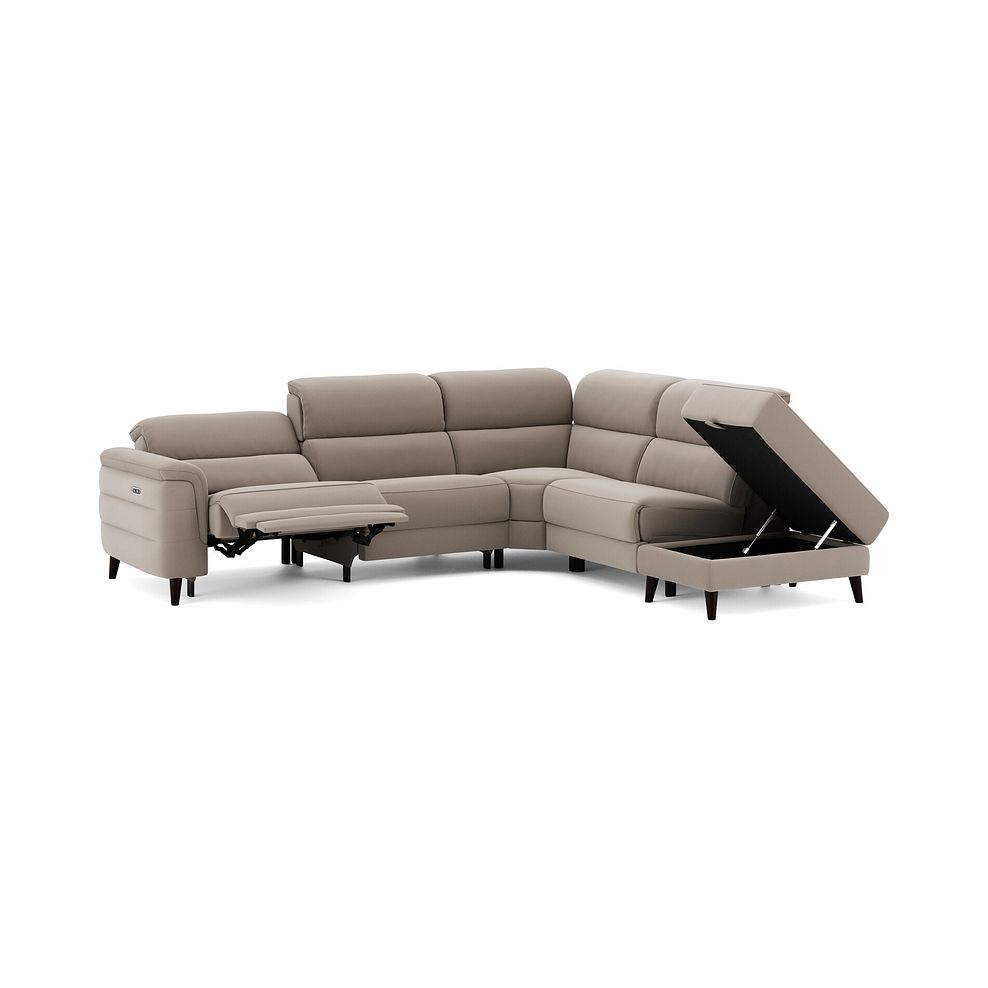 Cassius Left hand Corner Electric Recliner Sofa with Storage Chaise in Bella Latte Fabric 3