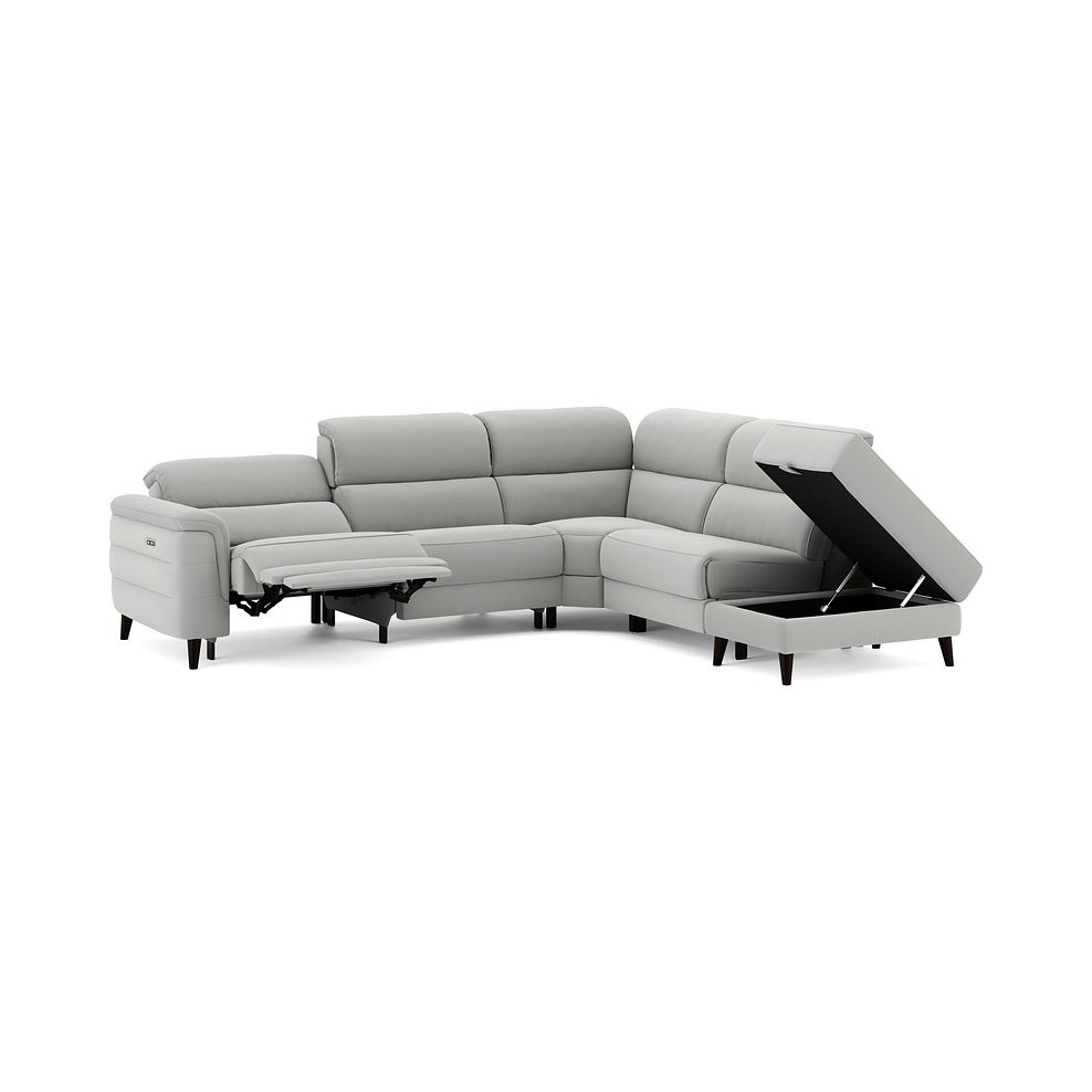 Cassius Left hand Corner Electric Recliner Sofa with Storage Chaise in Bella Lead Grey Fabric 3
