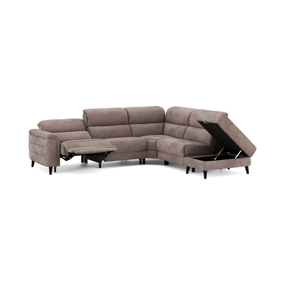 Cassius Left hand Corner Electric Recliner Sofa with Storage Chaise in Dexter Nutmeg Fabric 3