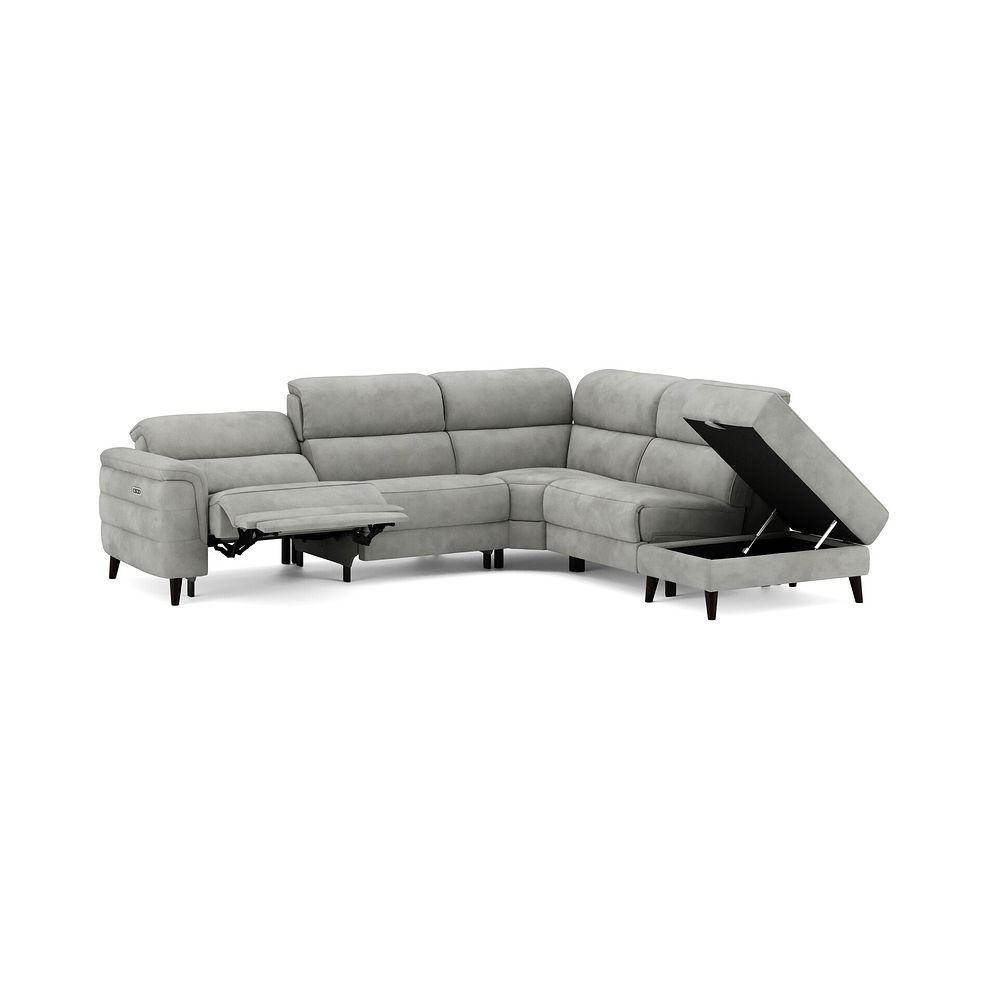 Cassius Left hand Corner Electric Recliner Sofa with Storage Chaise in Dexter Stone Fabric 3