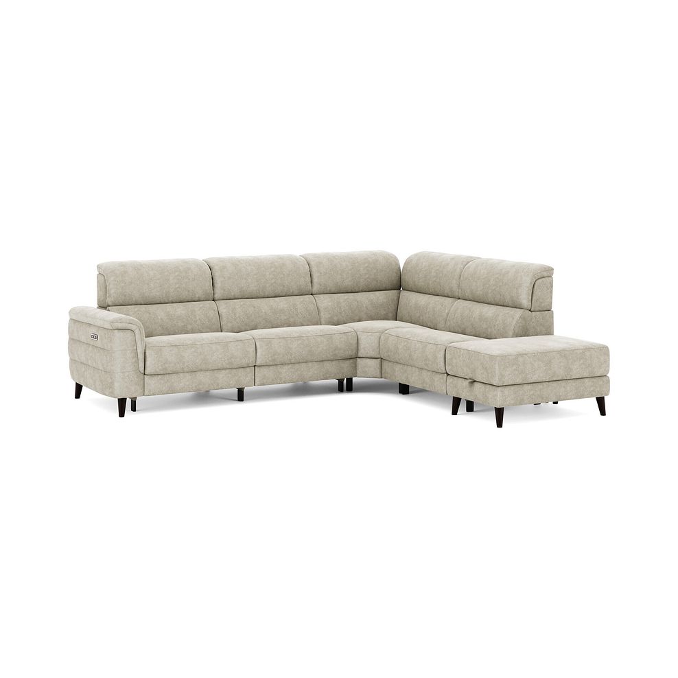 Cassius Left hand Corner Electric Recliner Sofa with Storage Chaise in Marble Cream Fabric 2