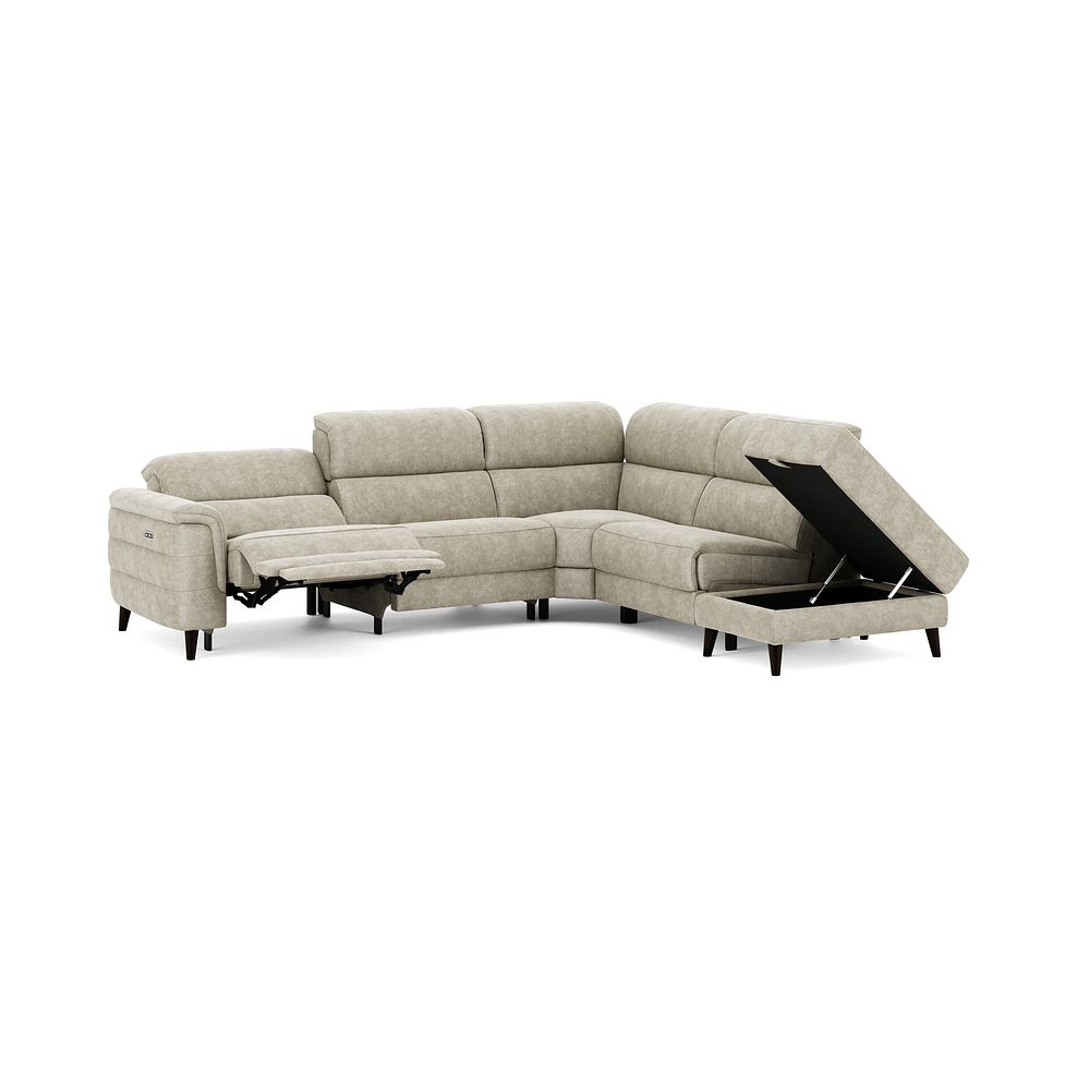 Cassius Left hand Corner Electric Recliner Sofa with Storage Chaise in Marble Cream Fabric 3
