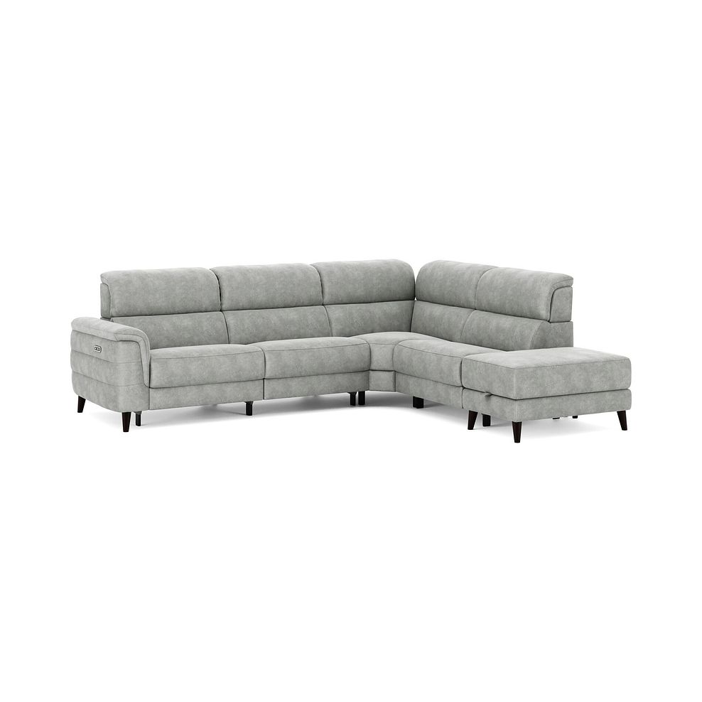 Cassius Left hand Corner Electric Recliner Sofa with Storage Chaise in Marble Silver Fabric 2