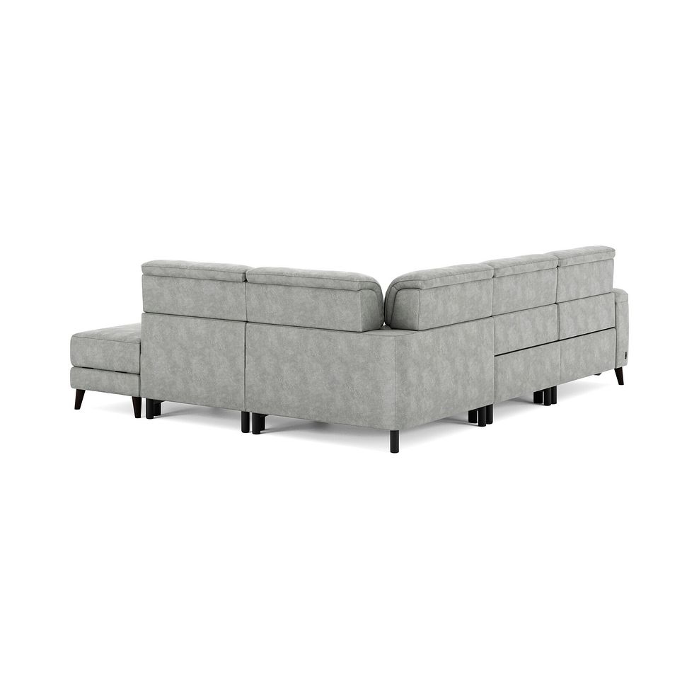 Cassius Left hand Corner Electric Recliner Sofa with Storage Chaise in Marble Silver Fabric 6