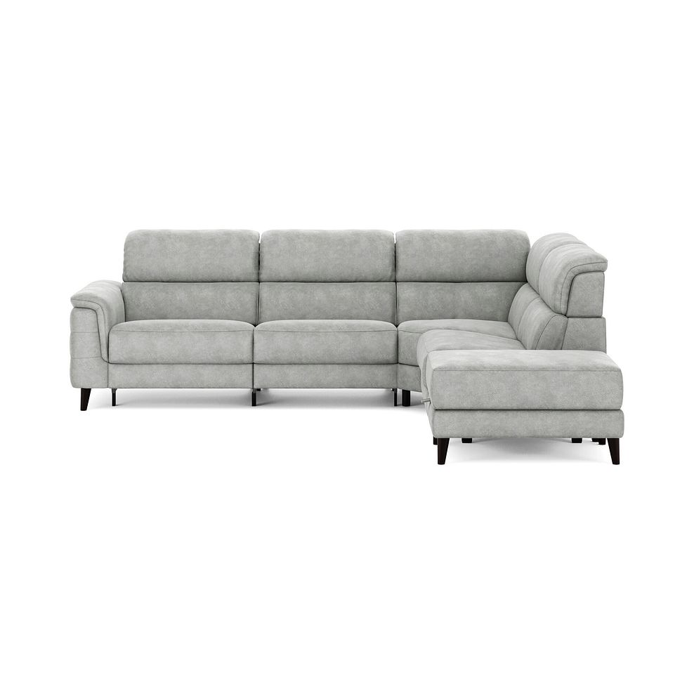 Cassius Left hand Corner Electric Recliner Sofa with Storage Chaise in Marble Silver Fabric 4