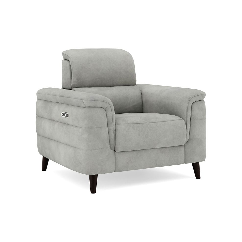 Cassius Power Recliner Armchair in Dexter Stone Fabric 1