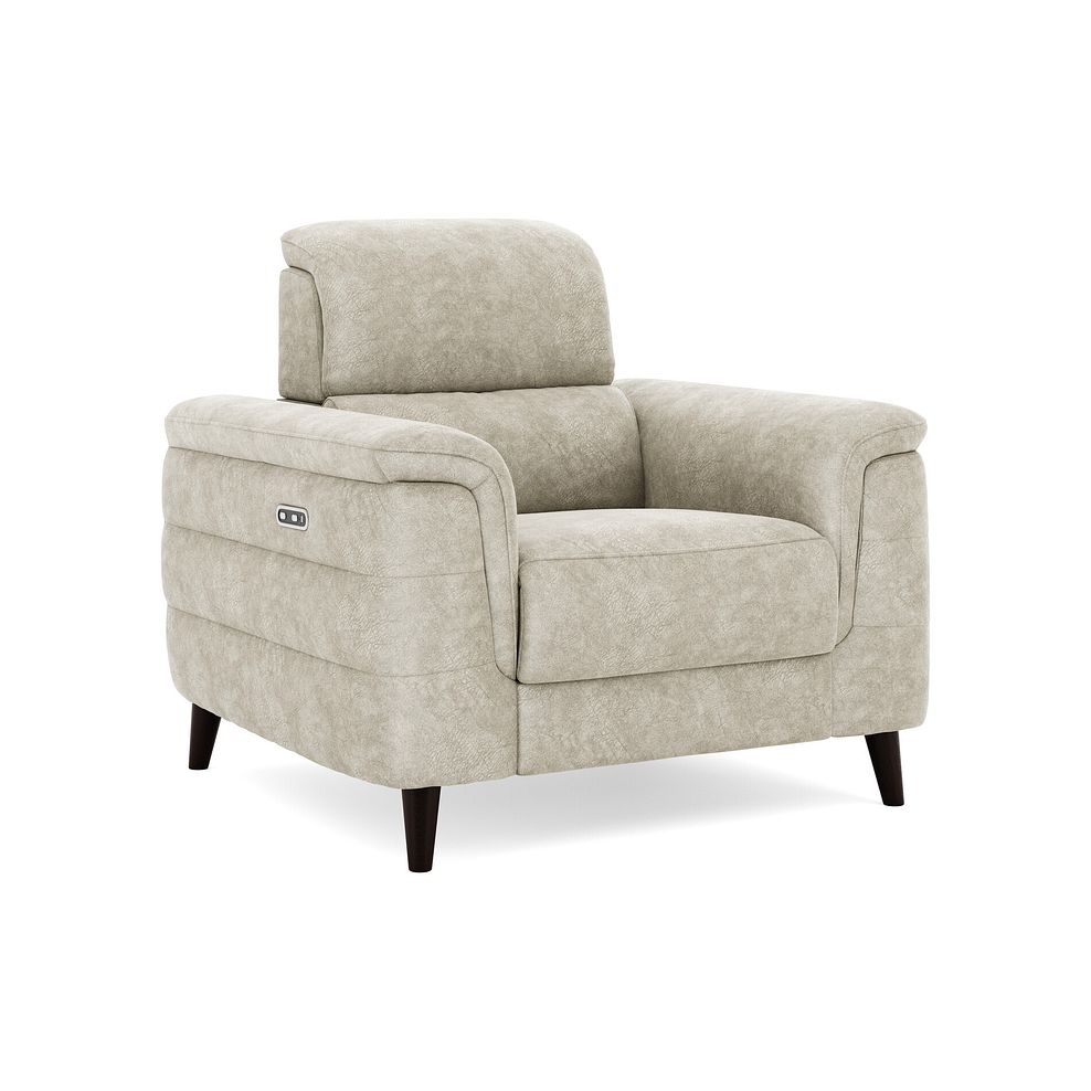 Cassius Power Recliner Armchair in Marble Cream Fabric 1