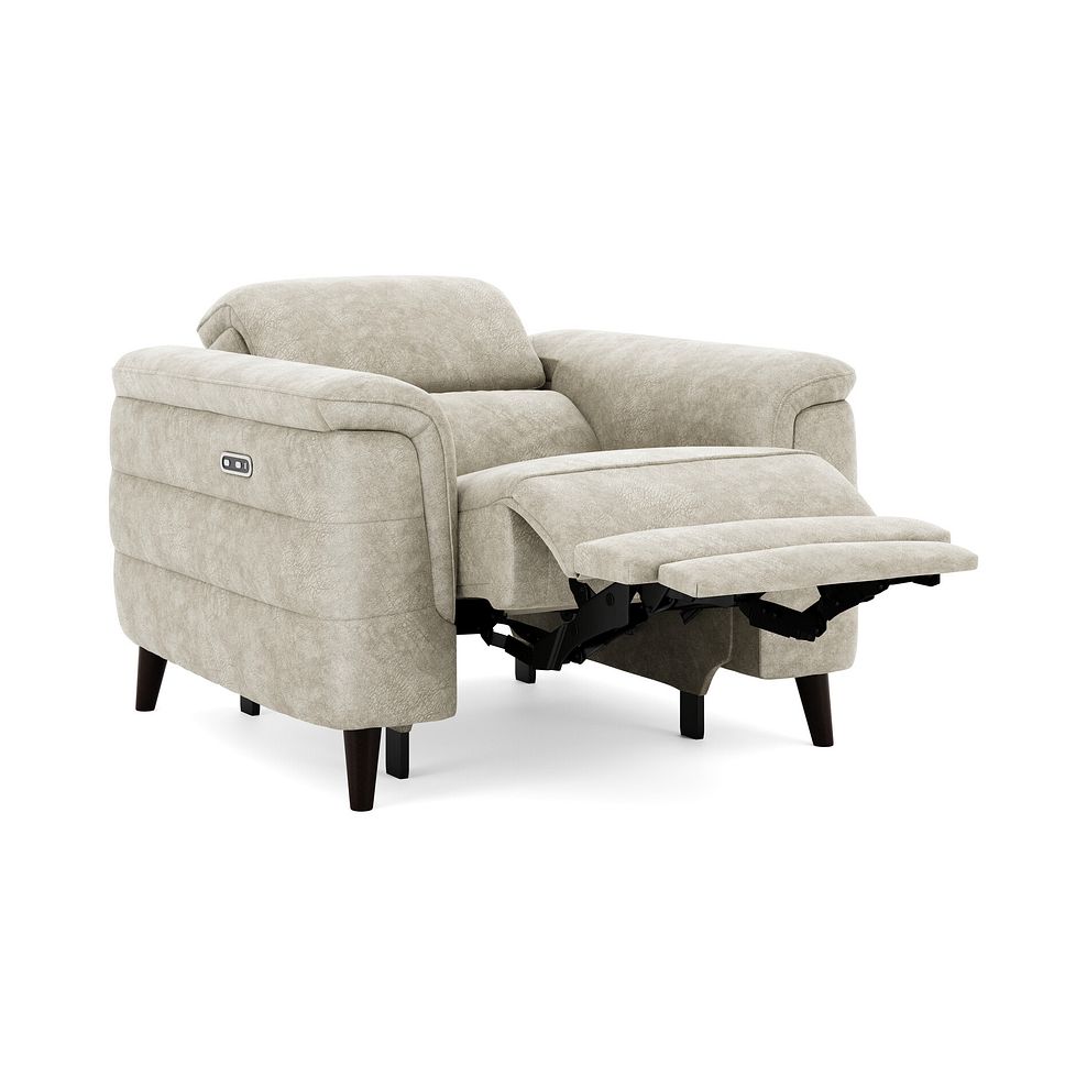 Cassius Power Recliner Armchair in Marble Cream Fabric 2