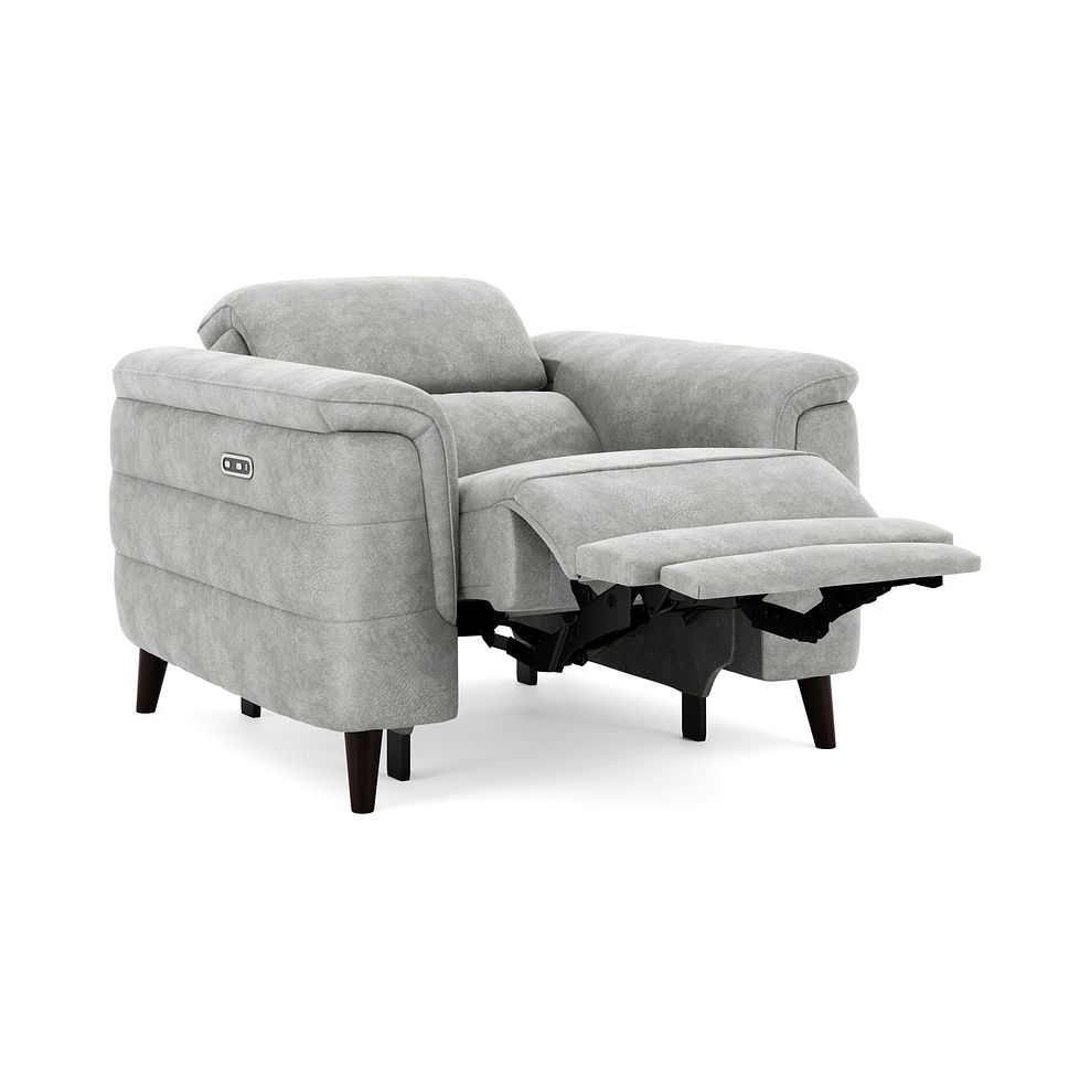 Cassius Power Recliner Armchair in Marble Silver Fabric 2