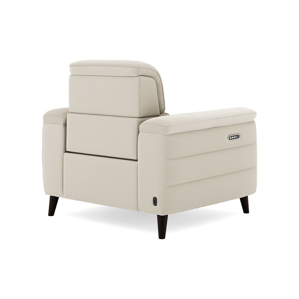 Cassius Power Recliner Armchair with Adjustable Power Headrest and Speakers in Bella Barley White Fabric 5