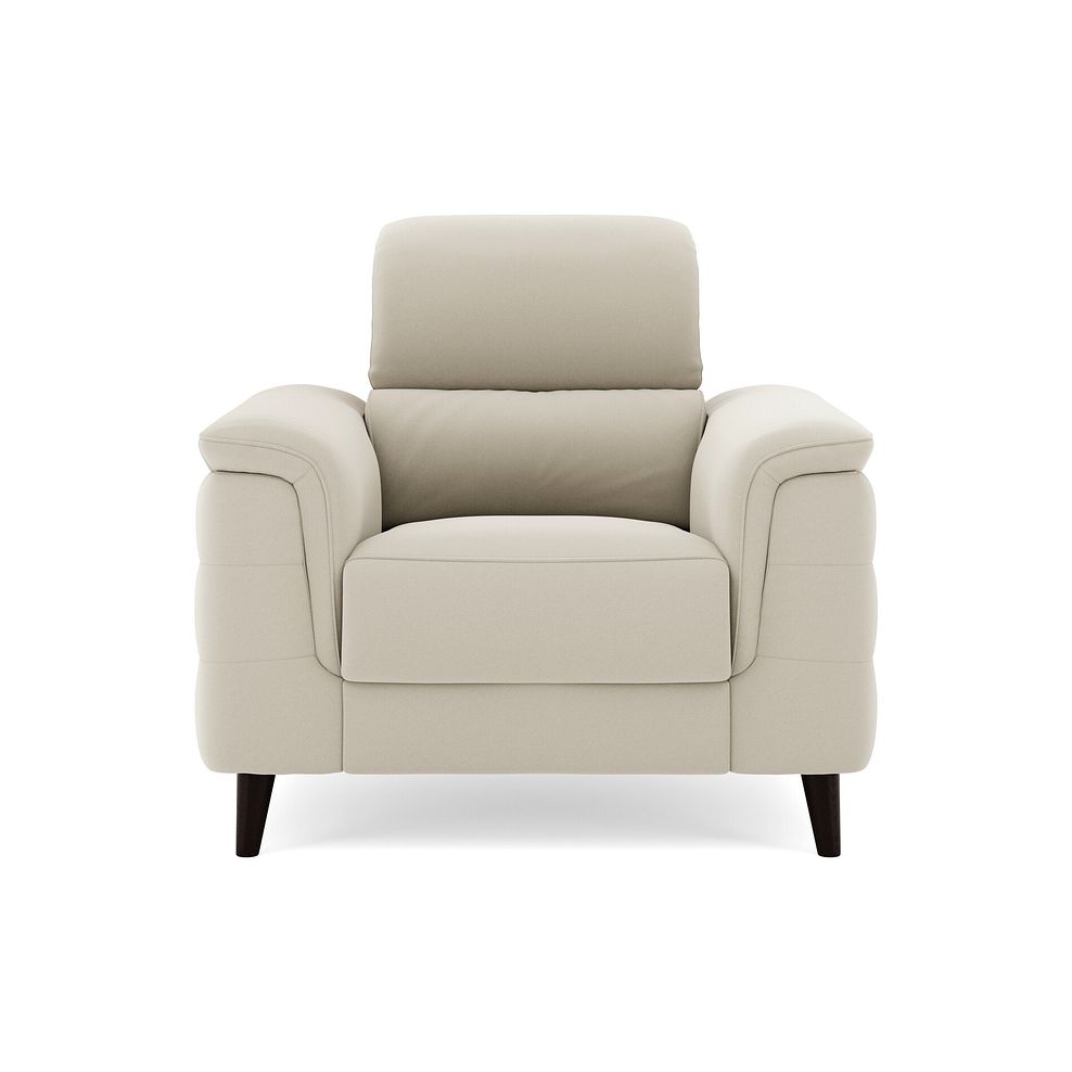 Cassius Power Recliner Armchair with Adjustable Power Headrest and Speakers in Bella Barley White Fabric 3