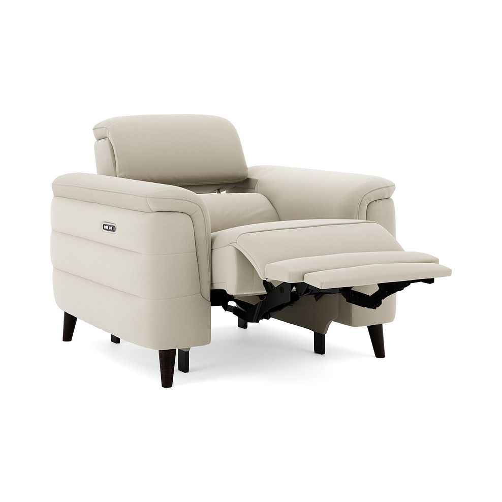 Cassius Power Recliner Armchair with Adjustable Power Headrest and Speakers in Bella Barley White Fabric 2
