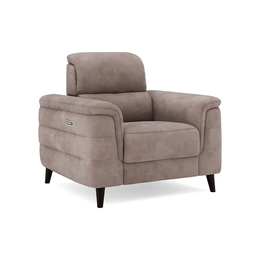 Cassius Power Recliner Armchair with Adjustable Power Headrest and Speakers in Dexter Nutmeg Fabric 1