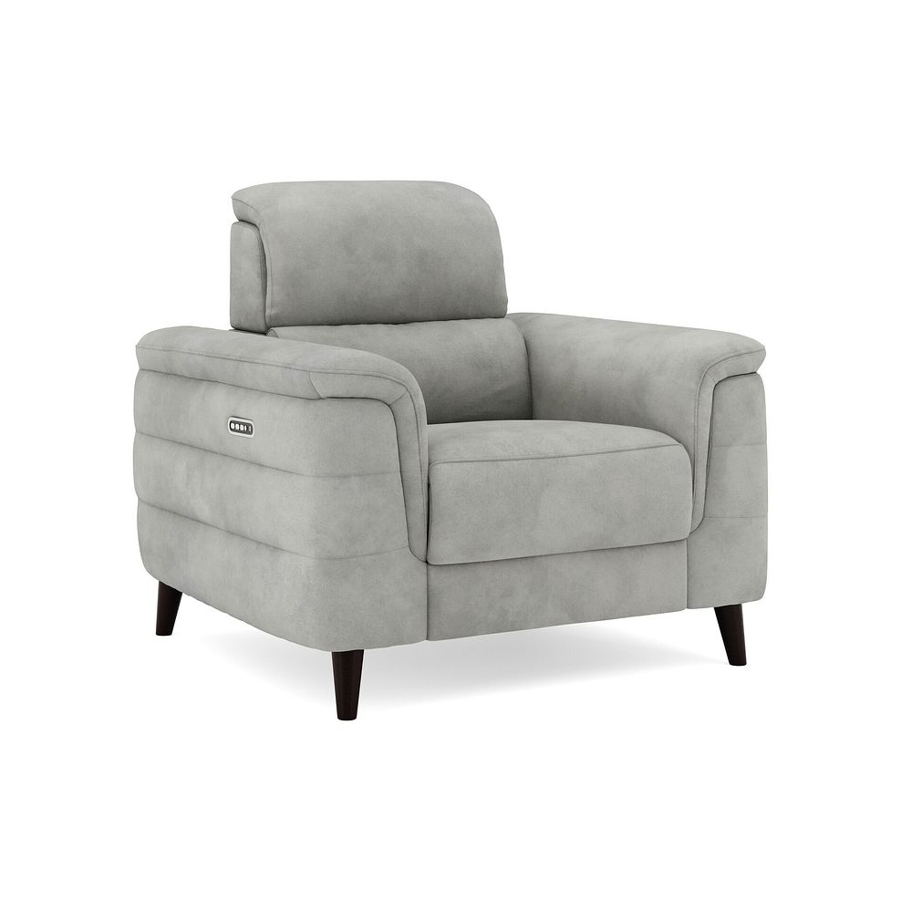 Cassius Power Recliner Armchair with Adjustable Power Headrest and Speakers in Dexter Stone Fabric 1