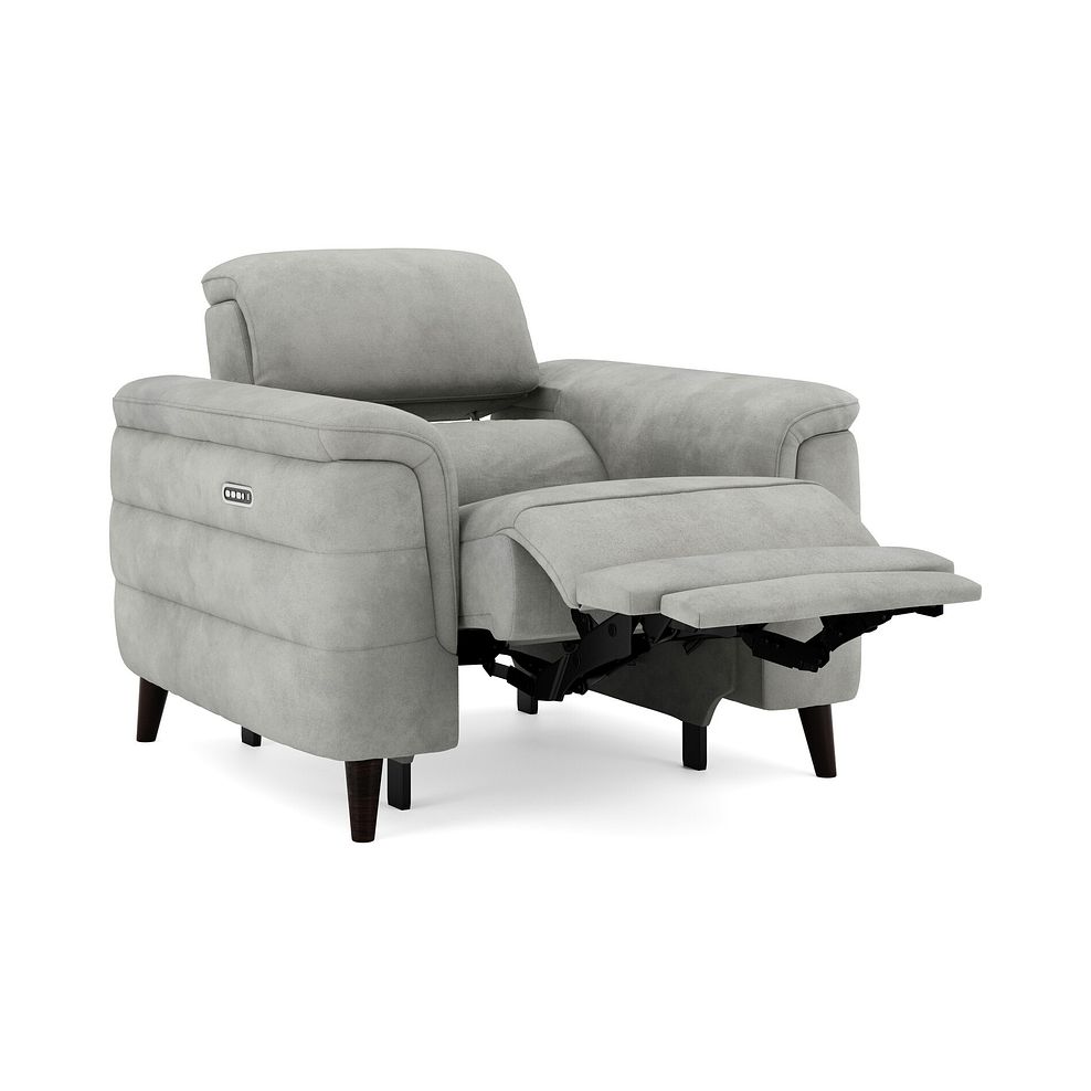 Cassius Power Recliner Armchair with Adjustable Power Headrest and Speakers in Dexter Stone Fabric 2