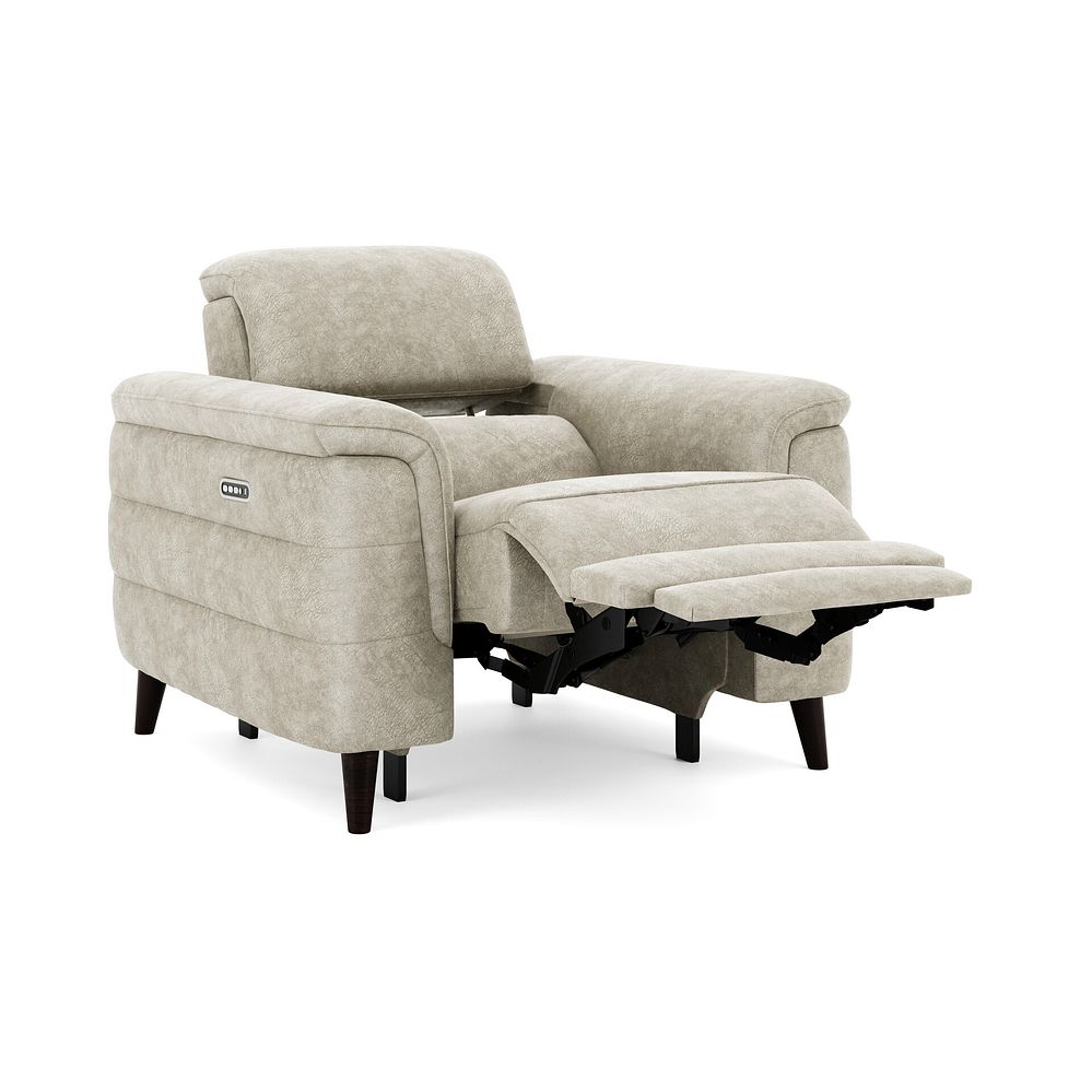 Cassius Power Recliner Armchair with Adjustable Power Headrest and Speakers in Marble Cream Fabric 2