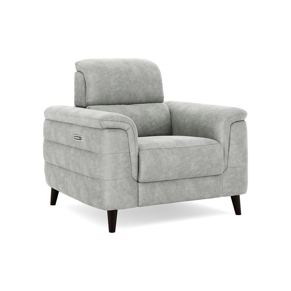 Cassius Power Recliner Armchair with Adjustable Power Headrest and Speakers in Marble Silver Fabric 1